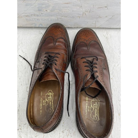 Vintage Florsheim Imperial Longwing 93602 Brown Nail Sole Oxfords 10 A main image 4